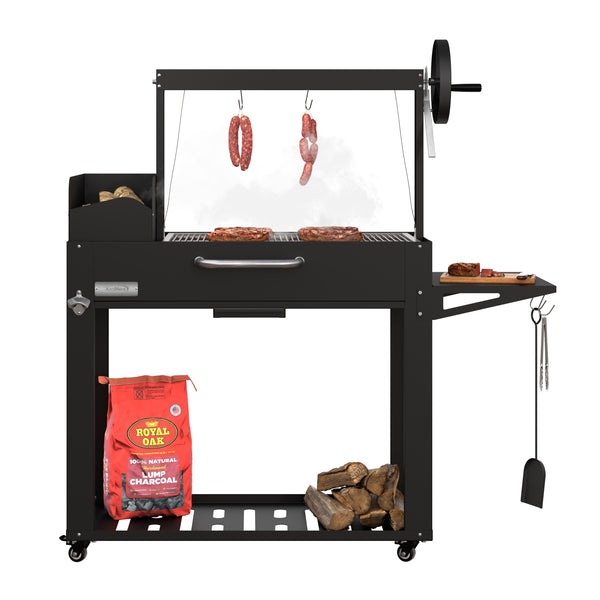 54 in. Argentine Charcoal Grill, Adjustable Grate Outdoor BBQ, in