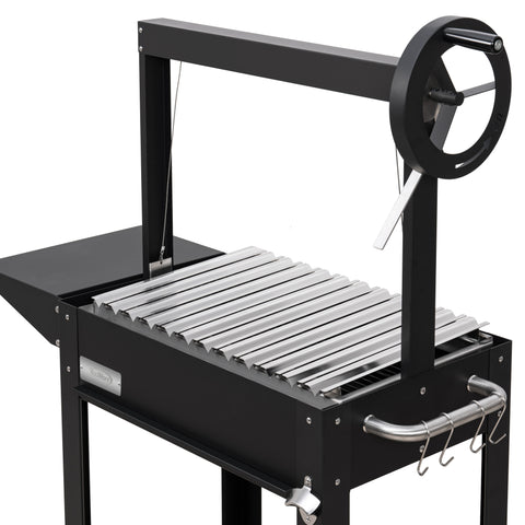 50 in. Argentine Charcoal Grill with Interchangeable V-Grates, Outdoor BBQ, in Black