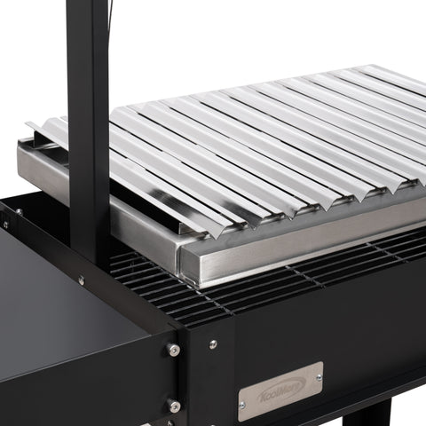 50 in. Argentine Charcoal Grill with Interchangeable V-Grates, Outdoor BBQ, in Black