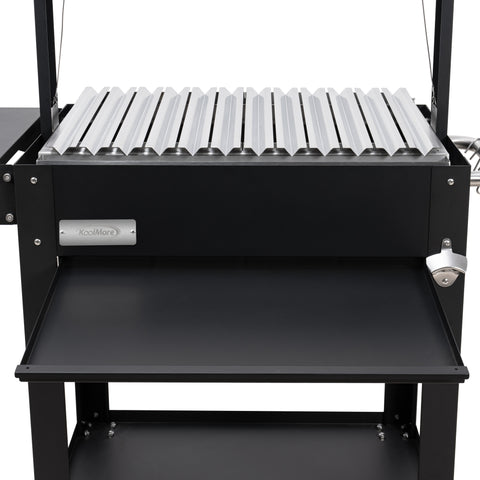 50 in. Argentine Charcoal Grill with Interchangeable V-Grates, Outdoor BBQ, in Black