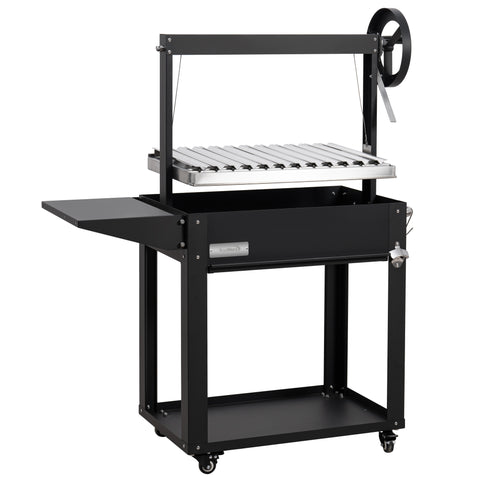 50 in. Argentine Charcoal Grill with Interchangeable V-Grates, Outdoor BBQ, in Black
