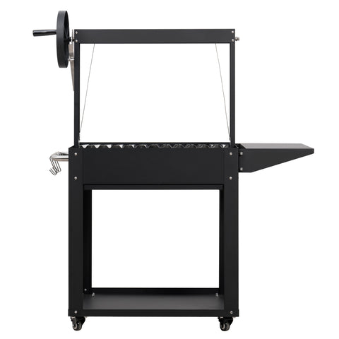 50 in. Argentine Charcoal Grill with Interchangeable V-Grates, Outdoor BBQ, in Black