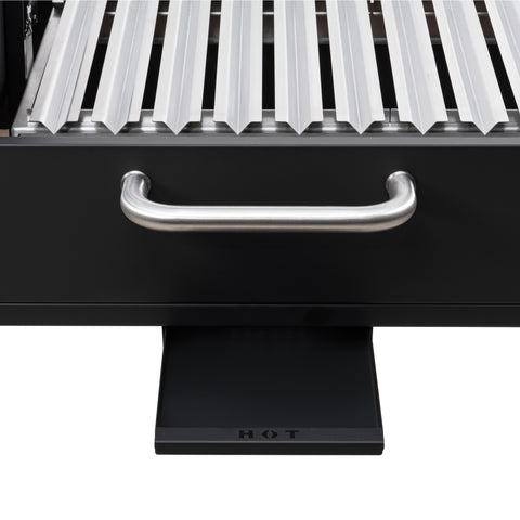 54 in. Argentine Charcoal Grill with Interchangeable V-Grates, Outdoor BBQ, in Black