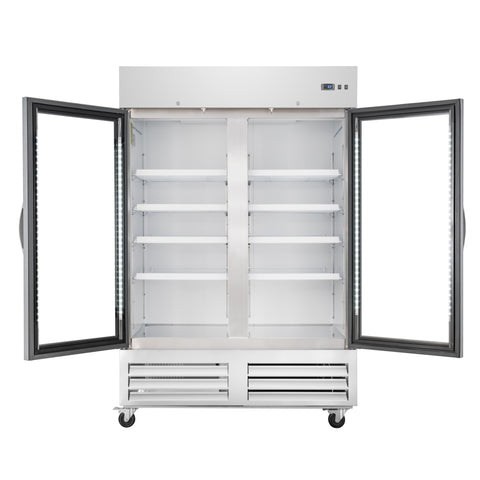 54 in. Commercial Two Glass Door Convertible Reach-In Refrigerator/Freezer with 49 Cu. Ft. Capacity in Stainless Steel, ETL Listed
