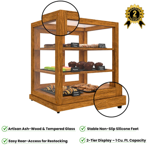 15 In. Artisan Light Wooden & Tempered Glass Dry Bakery Display Case