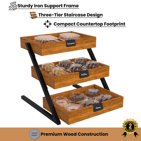 16.5 In. 3-Tier Wooden Staircase Display Case