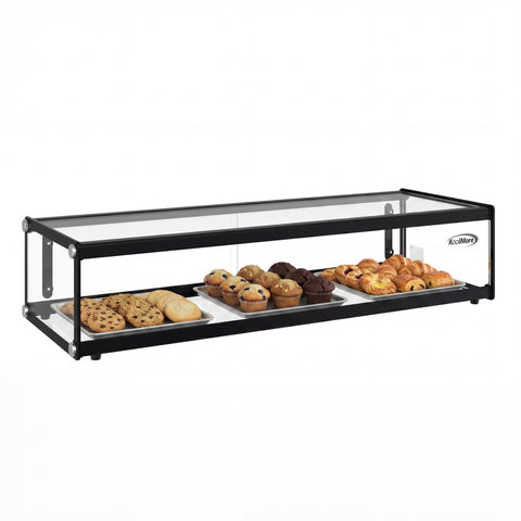 36 in. Slim  Dry  Bakery Display Case with Black Aluminum Accents, 1.5 Cu Ft