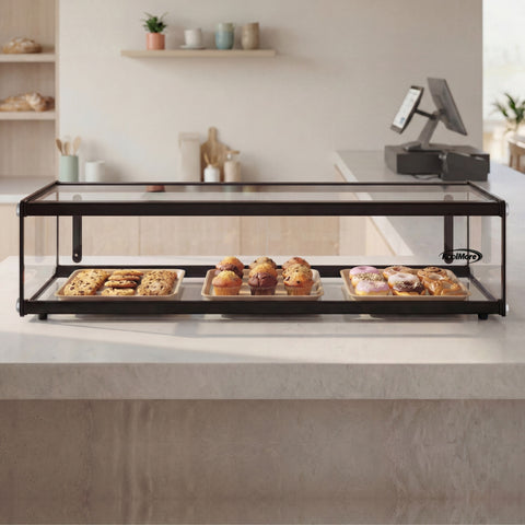36 in. Slim  Dry  Bakery Display Case with Black Aluminum Accents, 1.5 Cu Ft