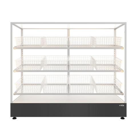 60 in. Floor Standing Bagel Bakery Display Case with 12 Baskets with Open Back and LED Lighting