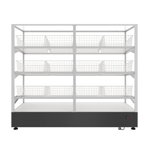 60 in. Floor Standing Bagel Bakery Display Case with 12 Baskets with Open Back and LED Lighting