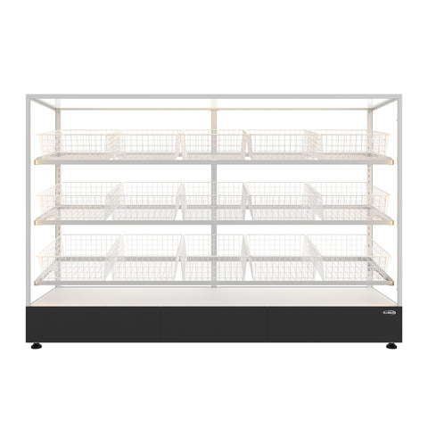 73 in. Tempered Glass Floor Standing Bagel Bakery Display Case with 15 Baskets, Open Back and LED Lighting