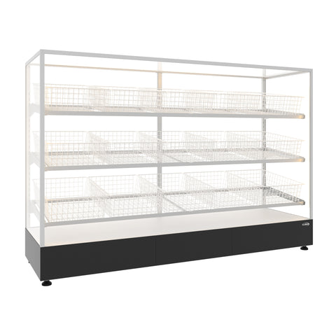 73 in. Tempered Glass Floor Standing Bagel Bakery Display Case with 15 Baskets, Open Back and LED Lighting