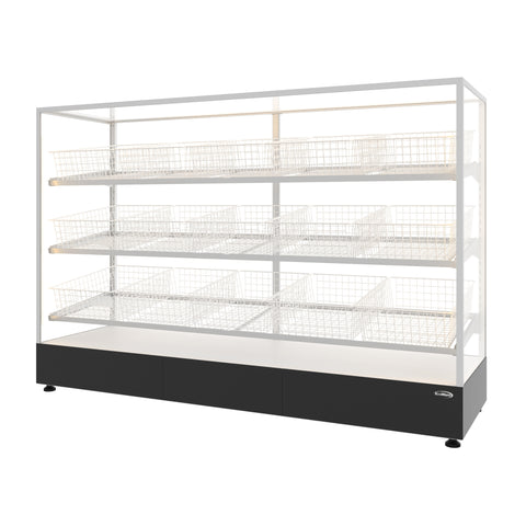 73 in. Tempered Glass Floor Standing Bagel Bakery Display Case with 15 Baskets, Open Back and LED Lighting