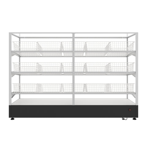 73 in. Tempered Glass Floor Standing Bagel Bakery Display Case with 15 Baskets, Open Back and LED Lighting
