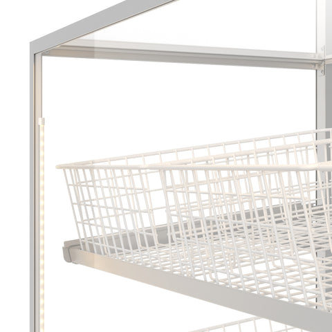73 in. Tempered Glass Floor Standing Bagel Bakery Display Case with 15 Baskets, Open Back and LED Lighting