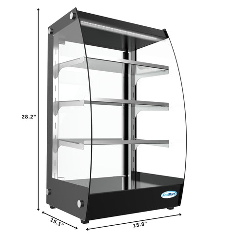 16 in. Commercial Glass Bakery Display Case, Self Service Pastry Case with LED lighting and Rear Door, 2.7 cu. ft.
