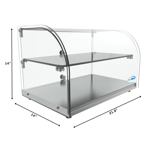 22 in. Commercial Countertop Bakery Display Case with Front Curved Glass and Rear Door, 1.5 cu. ft.