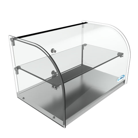 22 in. Commercial Countertop Bakery Display Case with Front Curved Glass and Rear Door, 1.5 cu. ft.