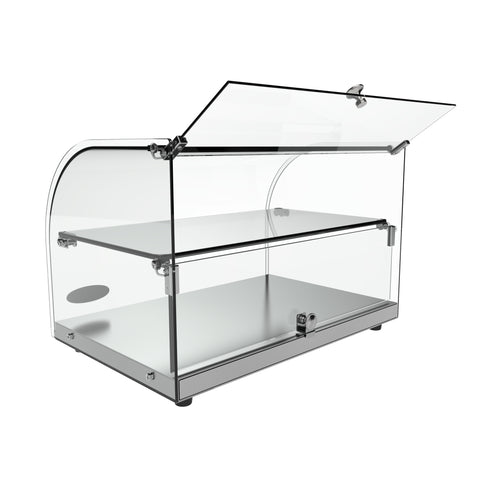 22 in. Commercial Countertop Bakery Display Case with Front Curved Glass and Rear Door, 1.5 cu. ft.