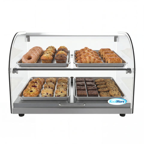 22 in. Commercial Countertop Bakery Display Case with Front Curved Glass and Rear Door, 1.5 cu. ft.