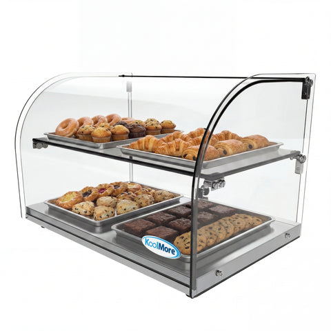 22 in. Commercial Countertop Bakery Display Case with Front Curved Glass and Rear Door, 1.5 cu. ft.