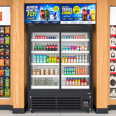 52 in. 24 Cu. Ft. Commercial Beverage Merchandiser with Sliding Glass Doors in Black