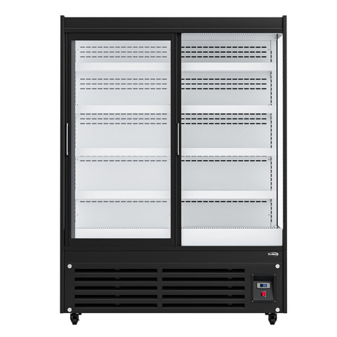52 in. 24 Cu. Ft. Commercial Beverage Merchandiser with Sliding Glass Doors in Black