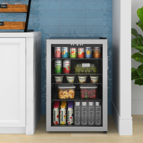 20 in. 4.5 cu. ft. Glass-Door Beverage Refrigerator Merchandiser with a 120-Can Capacity and Stainless-Steel Trim