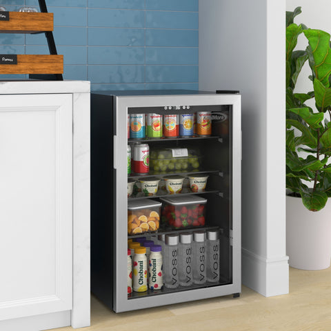 20 in. 4.5 cu. ft. Glass-Door Beverage Refrigerator Merchandiser with a 120-Can Capacity and Stainless-Steel Trim