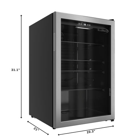 20 in. 4.5 cu. ft. Glass-Door Beverage Refrigerator Merchandiser with a 120-Can Capacity and Stainless-Steel Trim