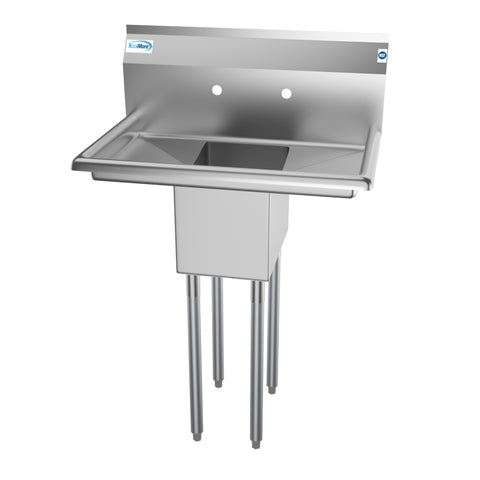 30 in. One Compartment Stainless Steel Commercial Sink with 2 Drainboards, Bowl Size 10" x 14" x 10"