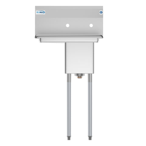 23 in. One Compartment Stainless Steel Commercial Sink with Drainboard, Bowl Size 10" x 14" x 10"