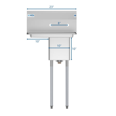 23 in. One Compartment Stainless Steel Commercial Sink with Drainboard, Bowl Size 10" x 14" x 10"