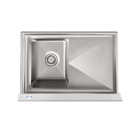 31 in. One Compartment Stainless Steel Commercial Sink with Drainboard, Bowl Size 12"x 16"x 10"
