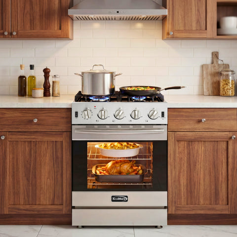 24 in. 4-Burner Slide-in Gas Range Oven, 3.7 cu. ft. in Stainless-Steel