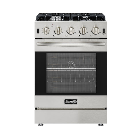 24 in. 4-Burner Slide-in Gas Range Oven, 3.7 cu. ft. in Stainless-Steel
