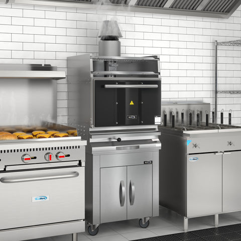 28 in. Commercial Charcoal Oven with Warming Racks and Base Cabinet in Stainless-Steel