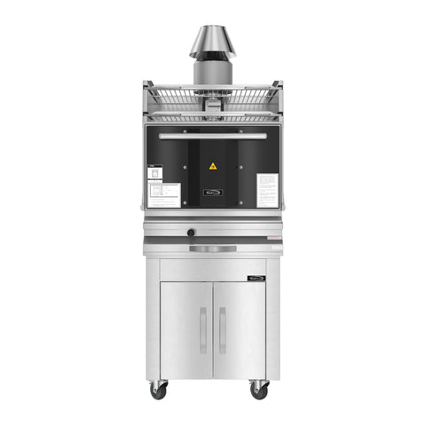 28 in. Commercial Charcoal Oven with Warming Racks and Base Cabinet in Stainless-Steel