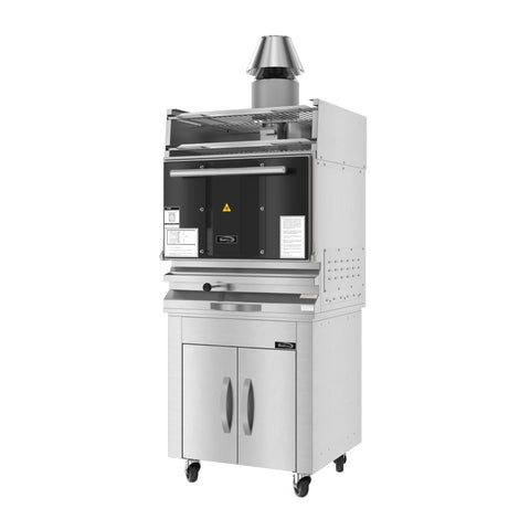 28 in. Commercial Charcoal Oven with Warming Racks and Base Cabinet in Stainless-Steel