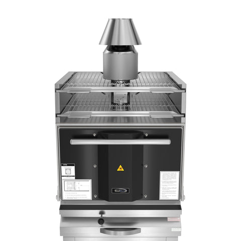 28 in. Commercial Charcoal Oven with Warming Racks and Base Cabinet in Stainless-Steel
