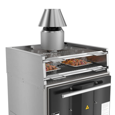 28 in. Commercial Charcoal Oven with Warming Racks and Base Cabinet in Stainless-Steel