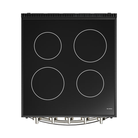 24 in. 4-Burner Electric Glass Top Slide-In Oven Range, 240V in Stainless Steel