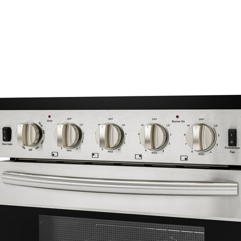 24 in. 4-Burner Electric Glass Top Slide-In Oven Range, 240V in Stainless Steel