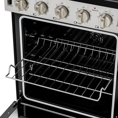 24 in. 4-Burner Electric Glass Top Slide-In Oven Range, 240V in Stainless Steel