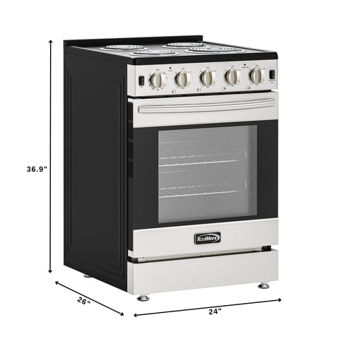24 in. 4-Coil Electric Oven Range, 240V in Stainless-Steel
