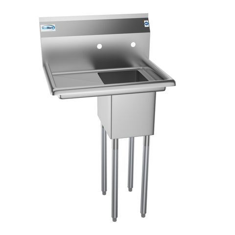 25 in. One Compartment Stainless Steel Commercial Sink with Drainboard, Bowl Size 10" x 14" x 10"