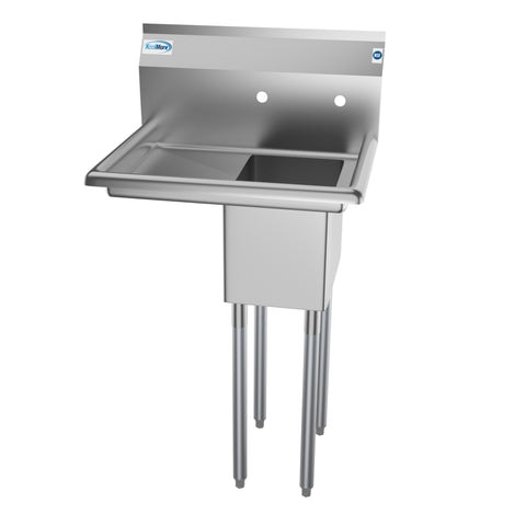 25 in. One Compartment Stainless Steel Commercial Sink with Drainboard, Bowl Size 10" x 14" x 10"