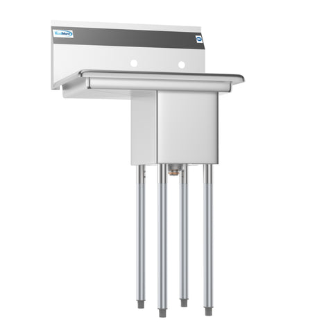 25 in. One Compartment Stainless Steel Commercial Sink with Drainboard, Bowl Size 10" x 14" x 10"