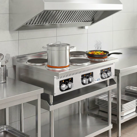 36 in. 6-Burner Commercial Electric Range Hot Plate, 240V
