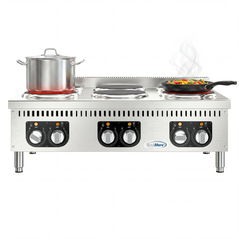 36 in. 6-Burner Commercial Electric Range Hot Plate, 240V